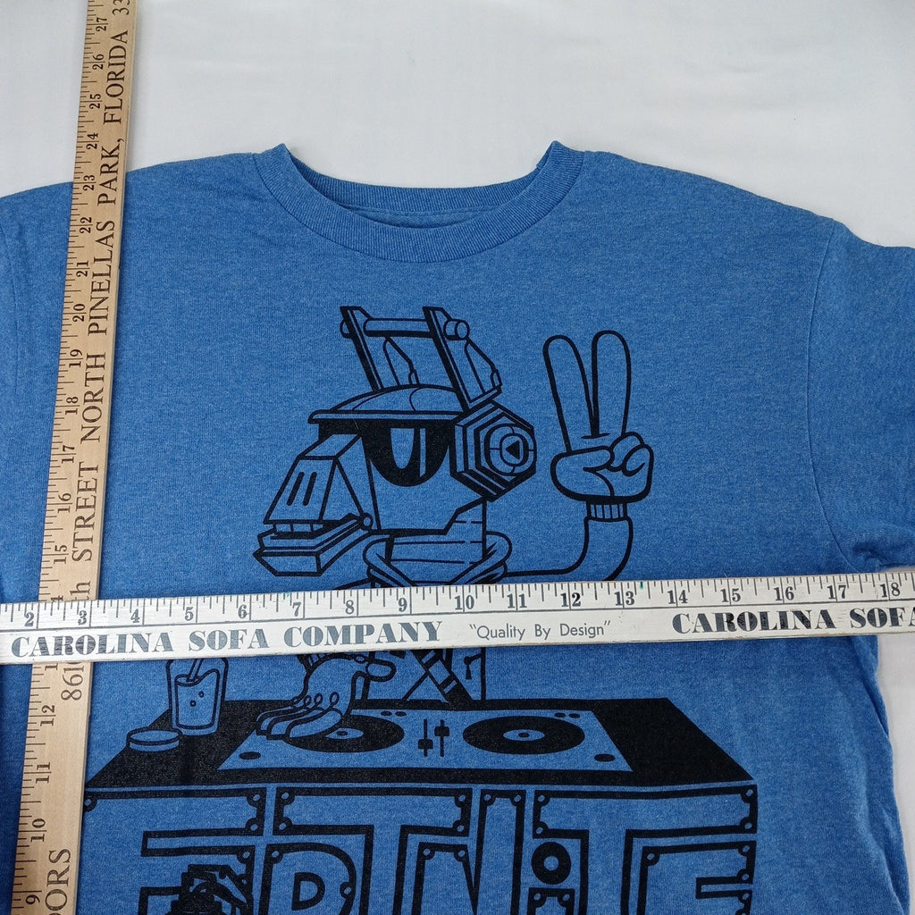 Fortnite T Shirt Youth XXL Blue Graphic DJ Robot Tee Top Kids