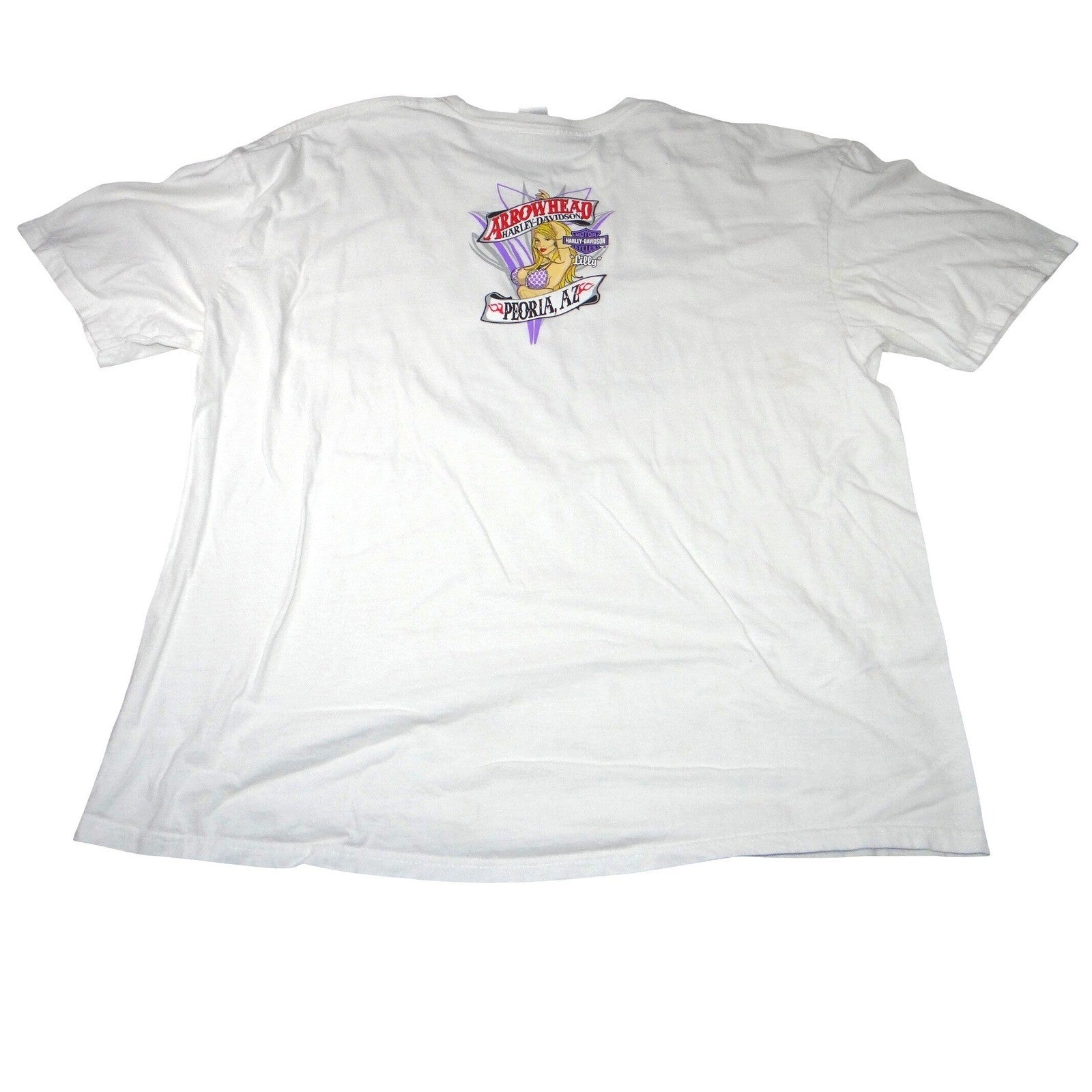 Harley-Davidson Mens White Pin-Up Lady HDMC Eagle Graphic T-Shirt 2015 Size 3XL