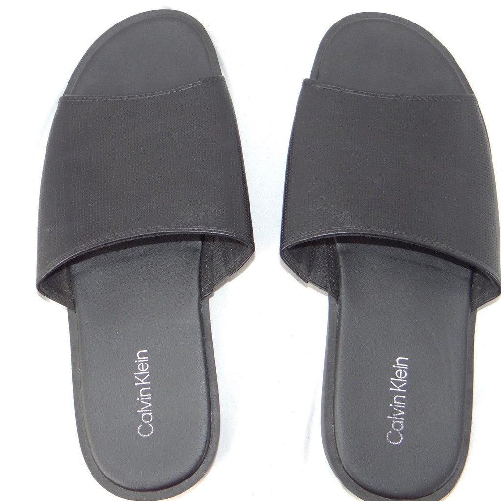Calvin Klein Mens Black Micro Perforated Slide Sandals Size 12 US 46 EUR