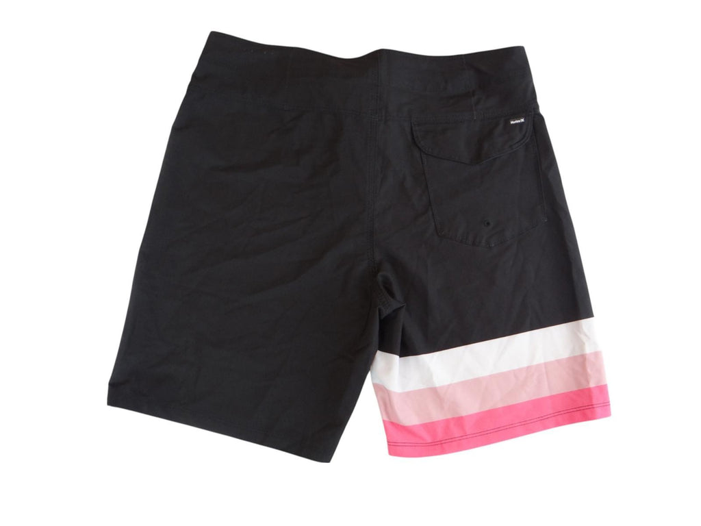 Hurley Men's Black Swim Shorts with Pink Stripe