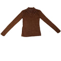 23rd Street Brown Metallic Beaded Mock Neck Long Sleeve Sweater Top Women's Med