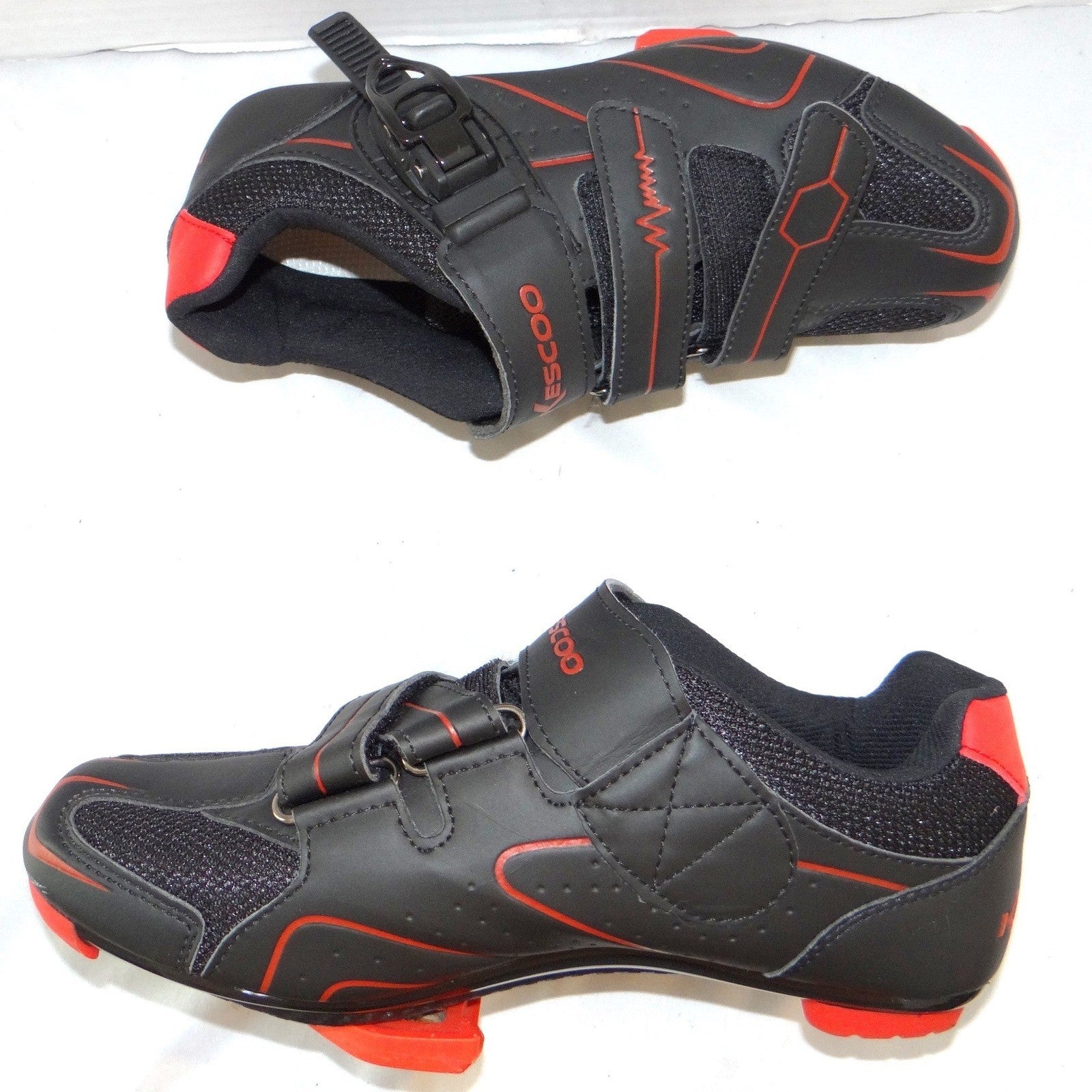 Kescoo Cycling Shoes Black Red Size 39 Look Delta Cleats Indoor Road Bike Mens 7
