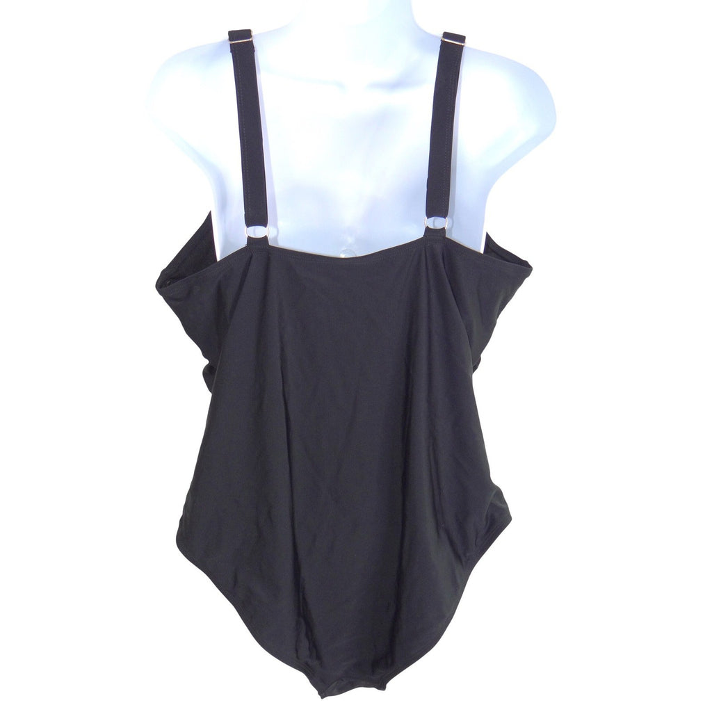 Nicole Miller Studio Womens Black 1 Piece Swimsuit Plus Size 1X Adjustable Strap
