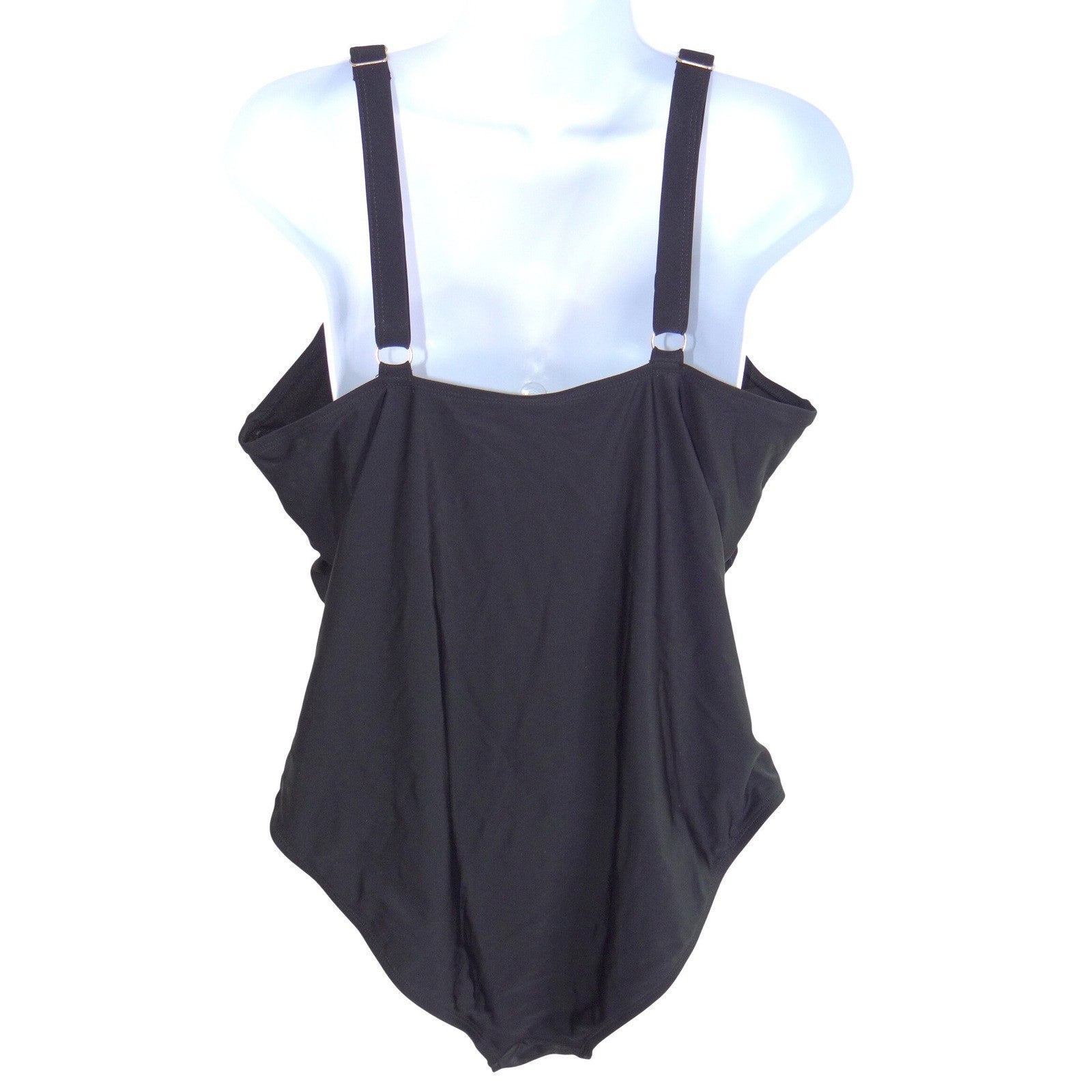 Nicole Miller Studio Womens Black 1 Piece Swimsuit Plus Size 1X Adjustable Strap