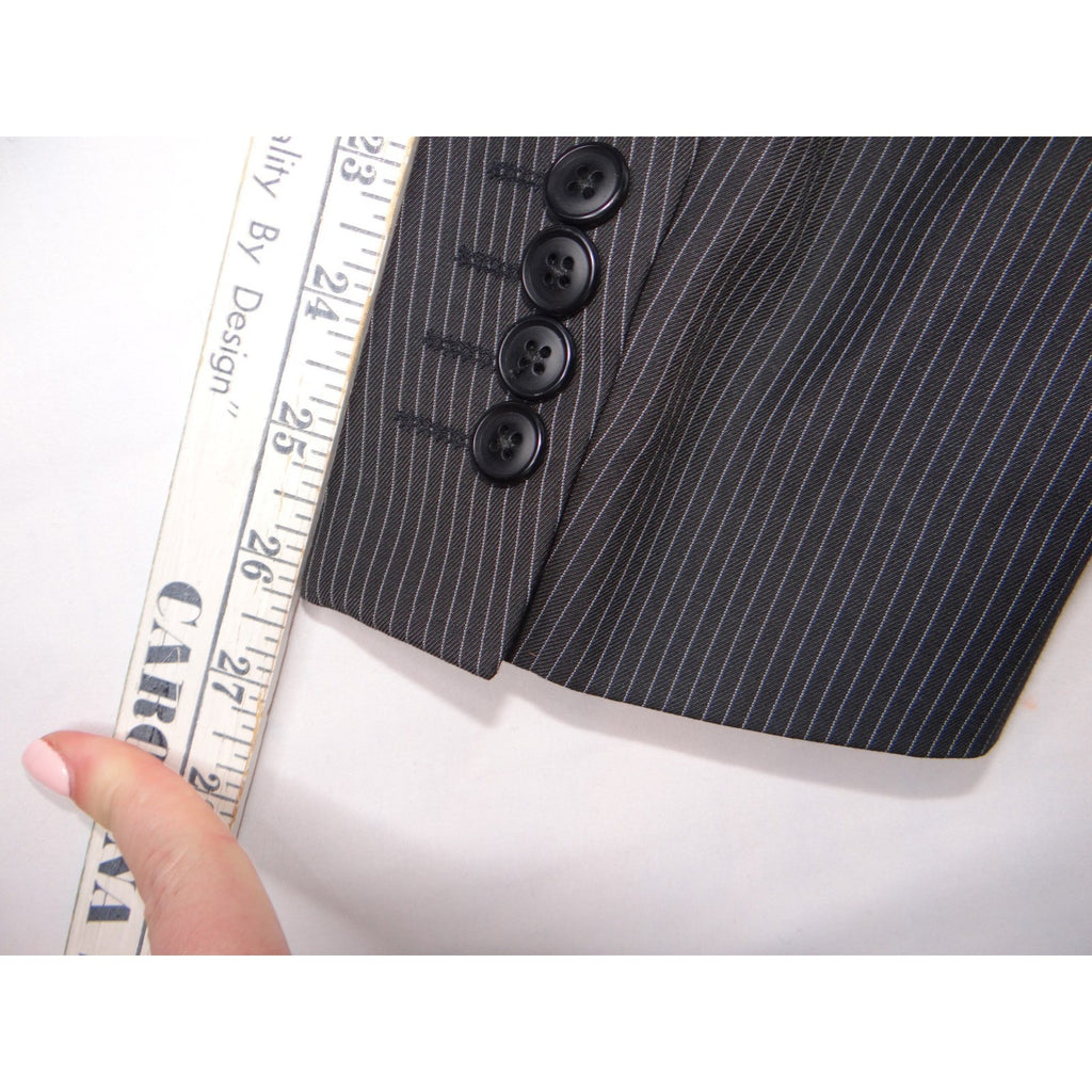 Insignia Collezione Men High Twist Microtech Super Deluxe Pinstripe Blazer Sz L