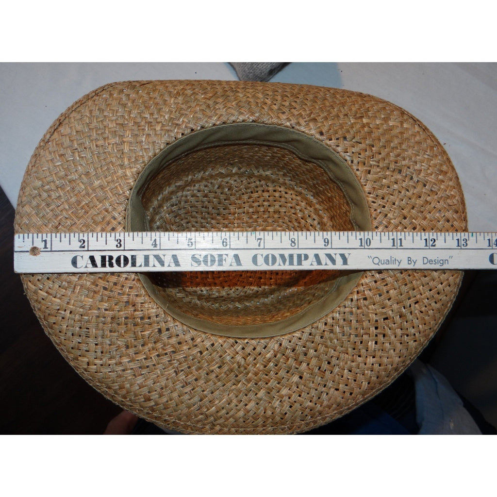 Womens Straw Cowboy Hat Woven Patterned Band Made in USA Small