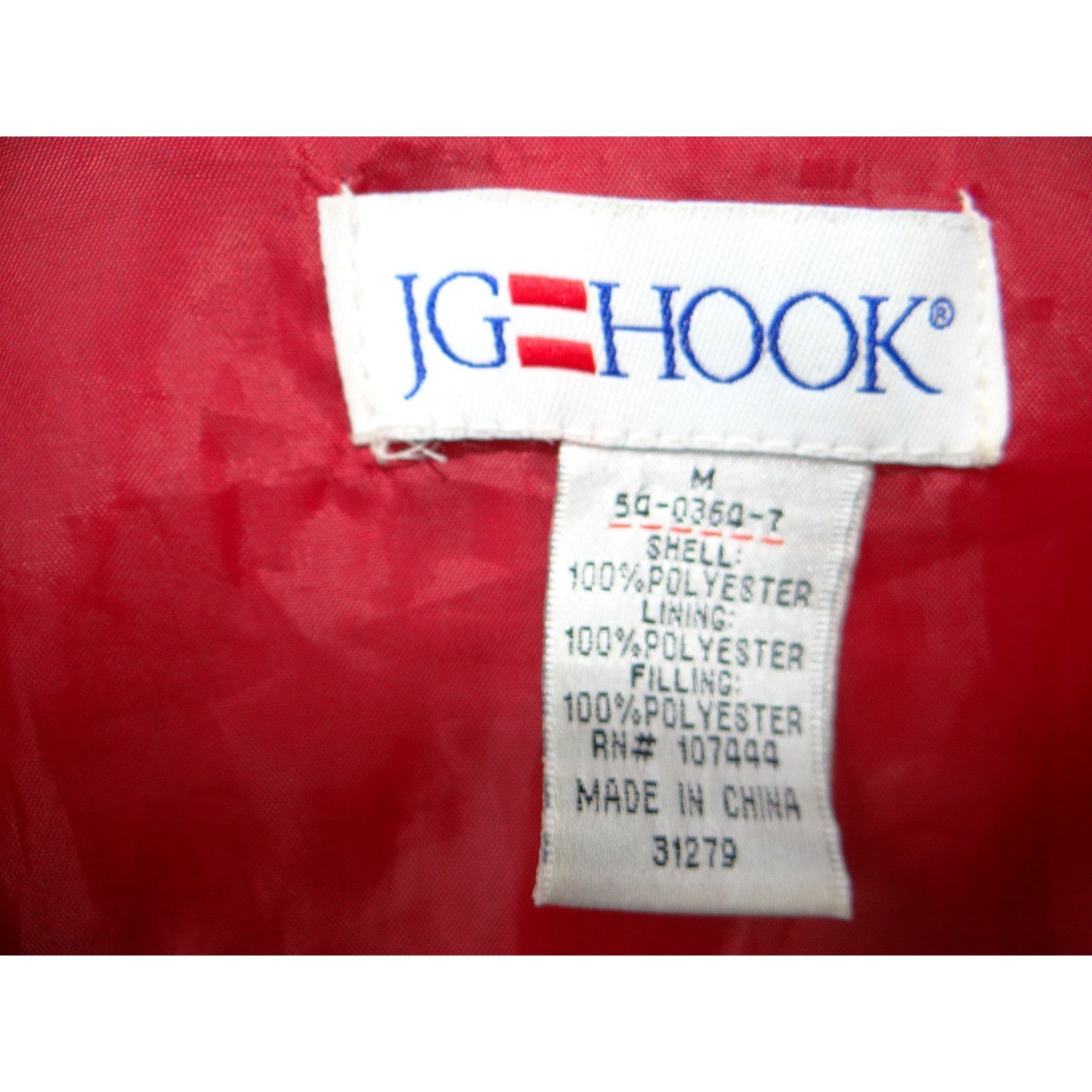 Vintage JG Hook Red Quilted Floral Rose Snap Front Jacket Womens Size Medium