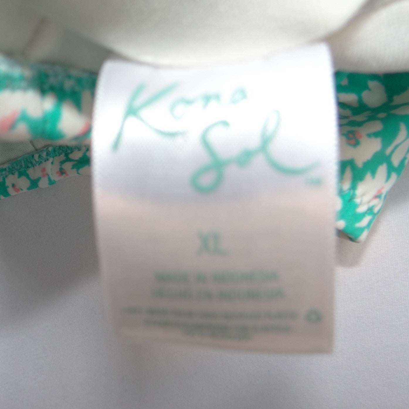 Kona Sol Womens XL Teal Floral Ruched One Piece Swimsuit Padded Tie Back