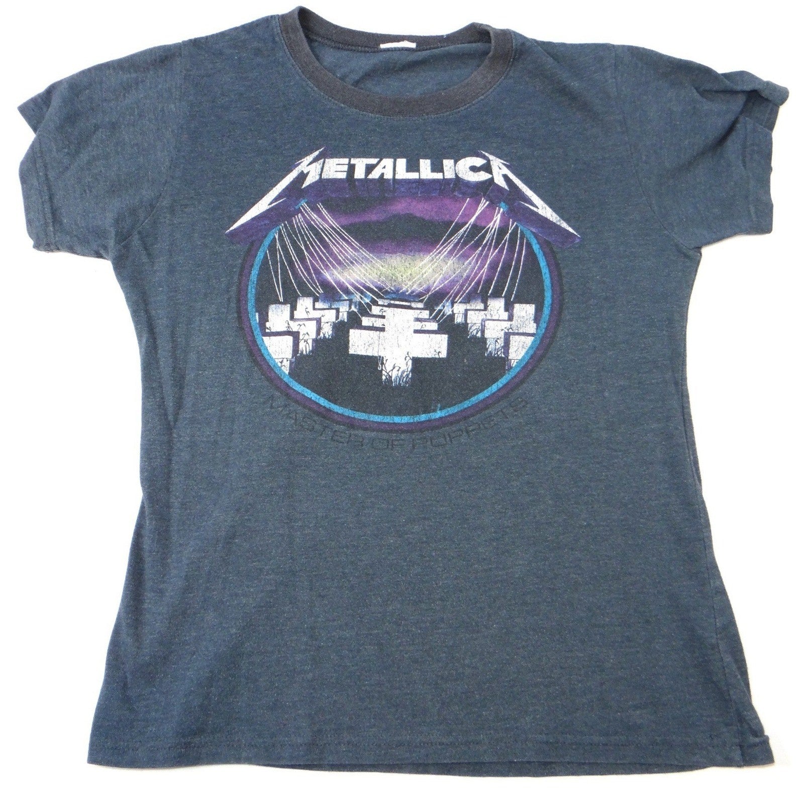 Metallica Master of Puppets T Shirt Dark Blue Graphic Tee