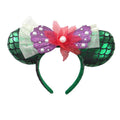 Mermaid Mouse Ears Headband Green Scale Purple Glitter Shell Bow Kids