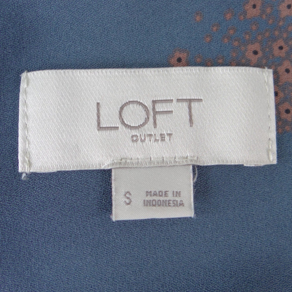 LOFT Outlet Womens Small Teal Blue Floral Flutter Sleeve V-Neck Blouse