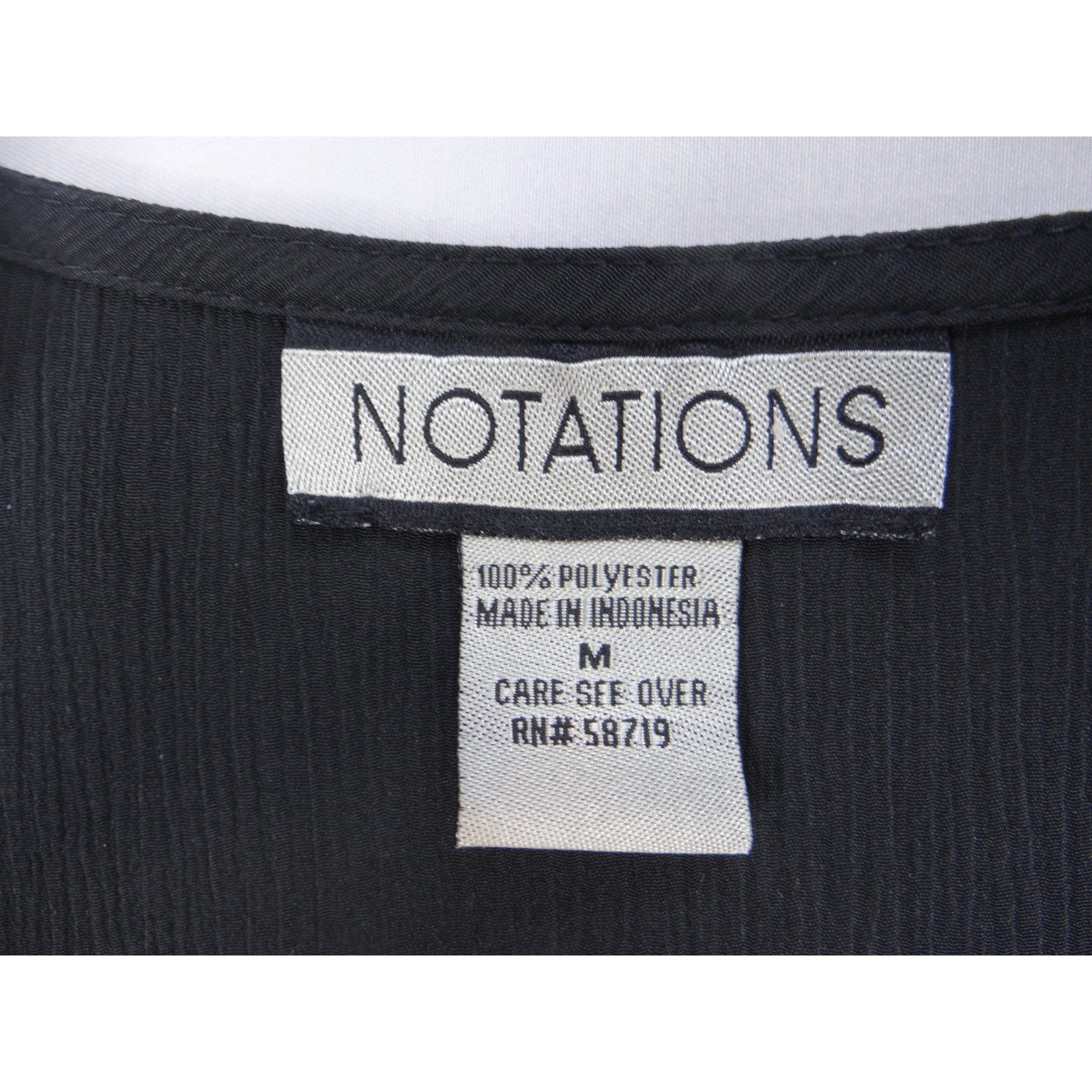 NOTATIONS Black Short Sleeve V Neck Button Front Tunic Top Women's Size M