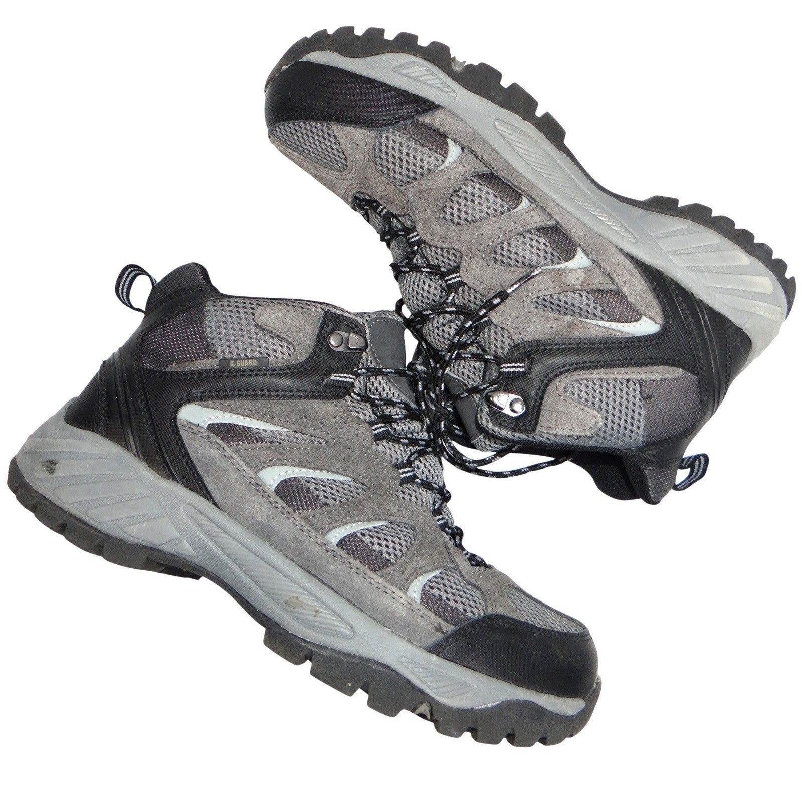 Khombu Mens Hiking Boots Gray Black Lace Up Mid Top Size 8 M