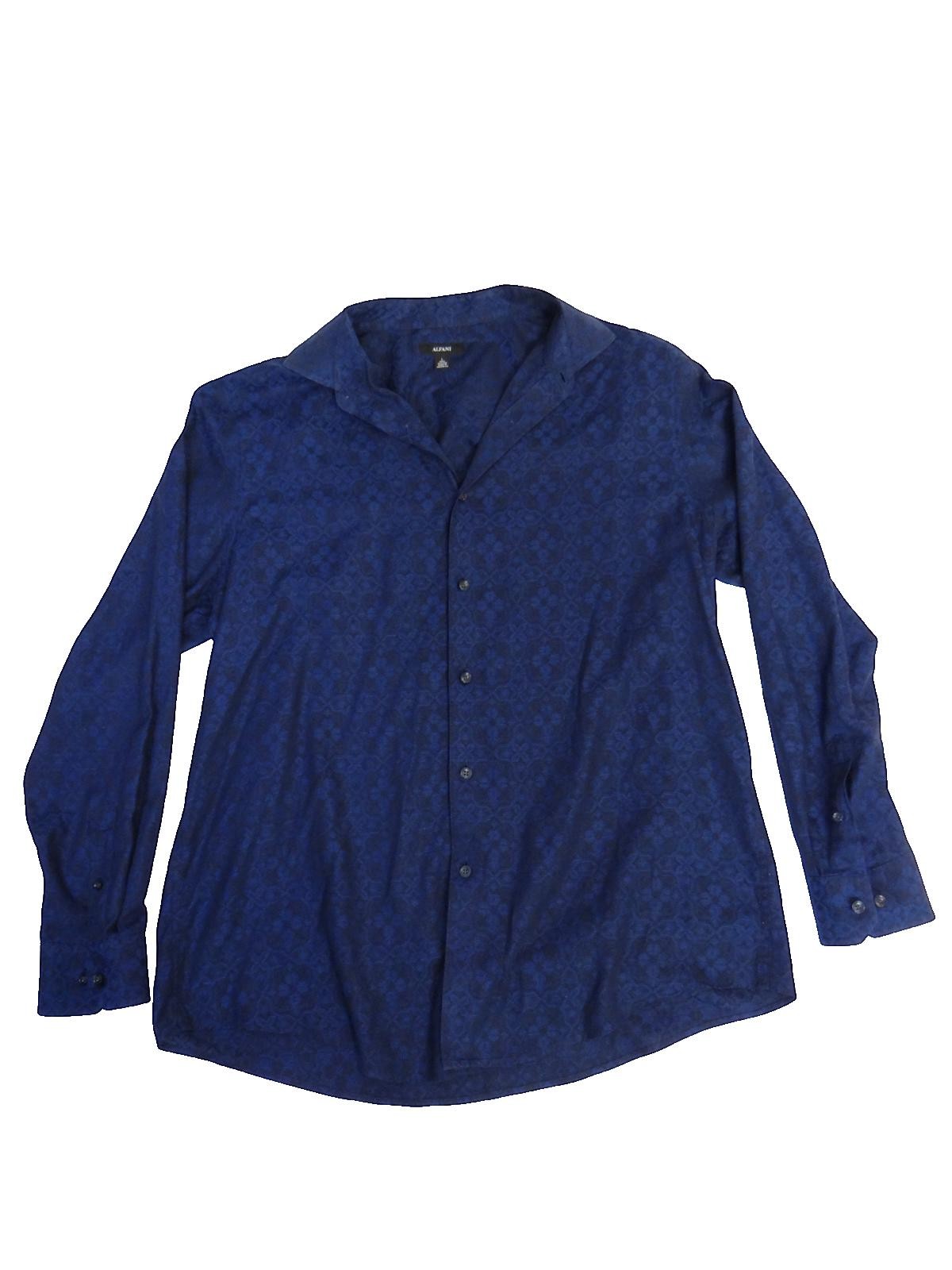 Alfani Men's Long Sleeve Button-Up Shirt Blue Large