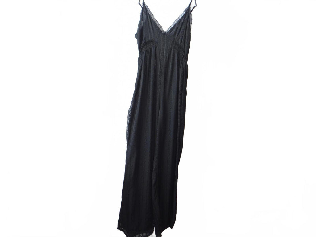 Elegant Black Lace-Trimmed Jumpsuit - size 4