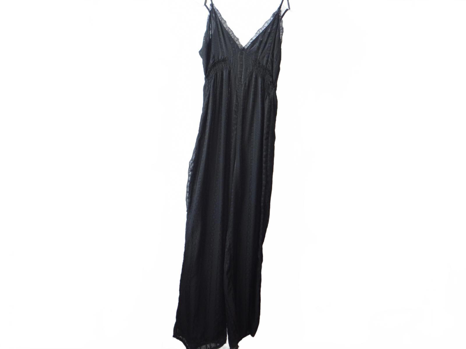 Elegant Black Lace-Trimmed Jumpsuit - size 4