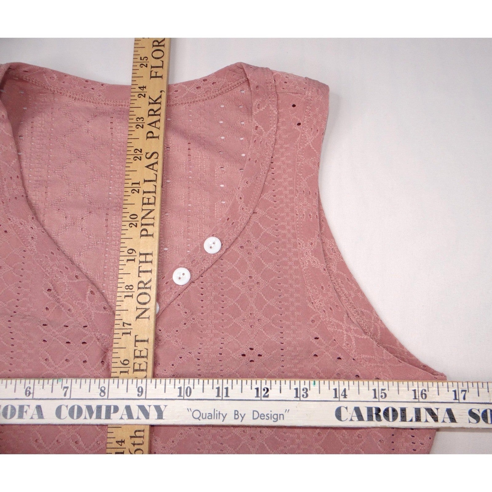 SHEIN Pink Eyelet V Neck Tank Top Women Size S