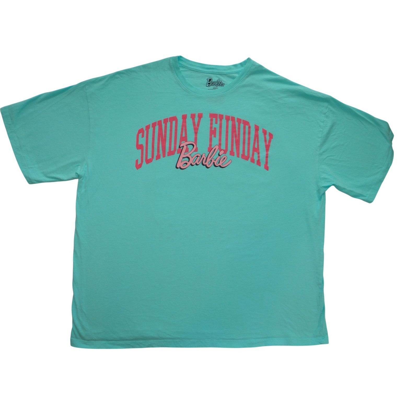 Barbie Sunday Funday Graphic T Shirt Aqua Blue XXL Women's Cotton Tee