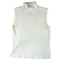 Vintage RQT Cream Ribbed Sleeveless Turtleneck Sweater Top Size L Beaded Accents