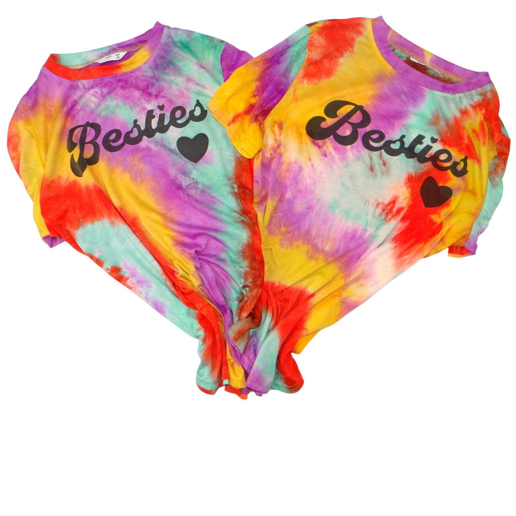 Set of Tie Dye Besties Graphic T Shirts Size L