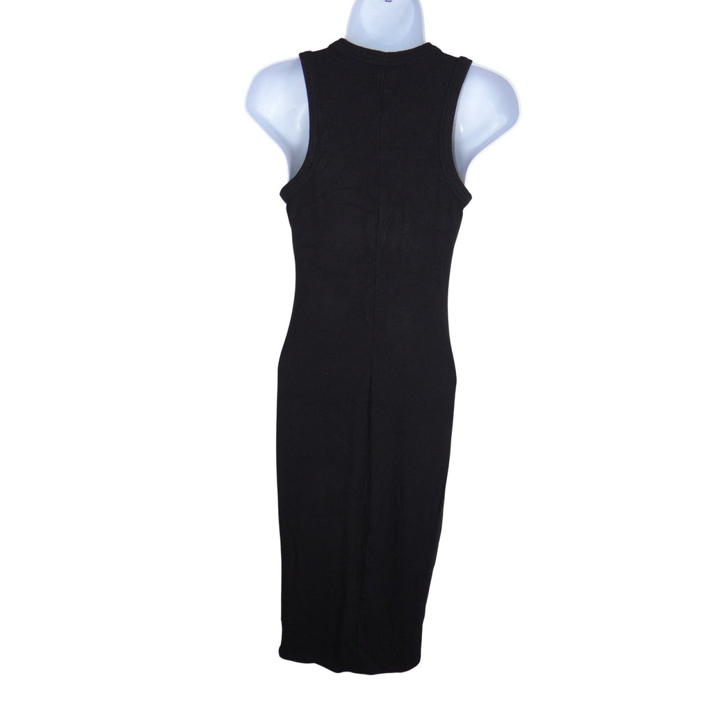 L'AGENCE Womens Ribbed Knit Tank Midi Dress Black Sleeveless Bodycon XS