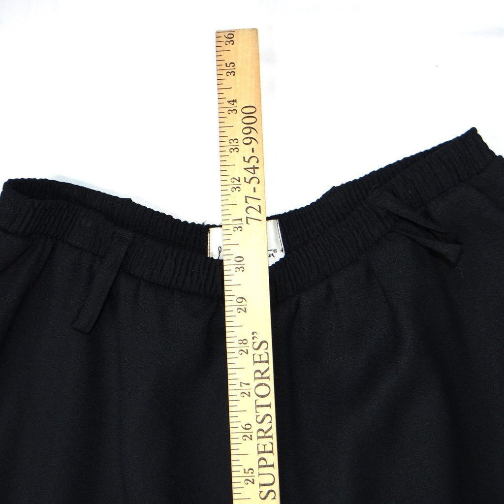 Vintage Lady Manhattan Black Midi Skirt Elastic Waist Size 12 Polyester Rayon