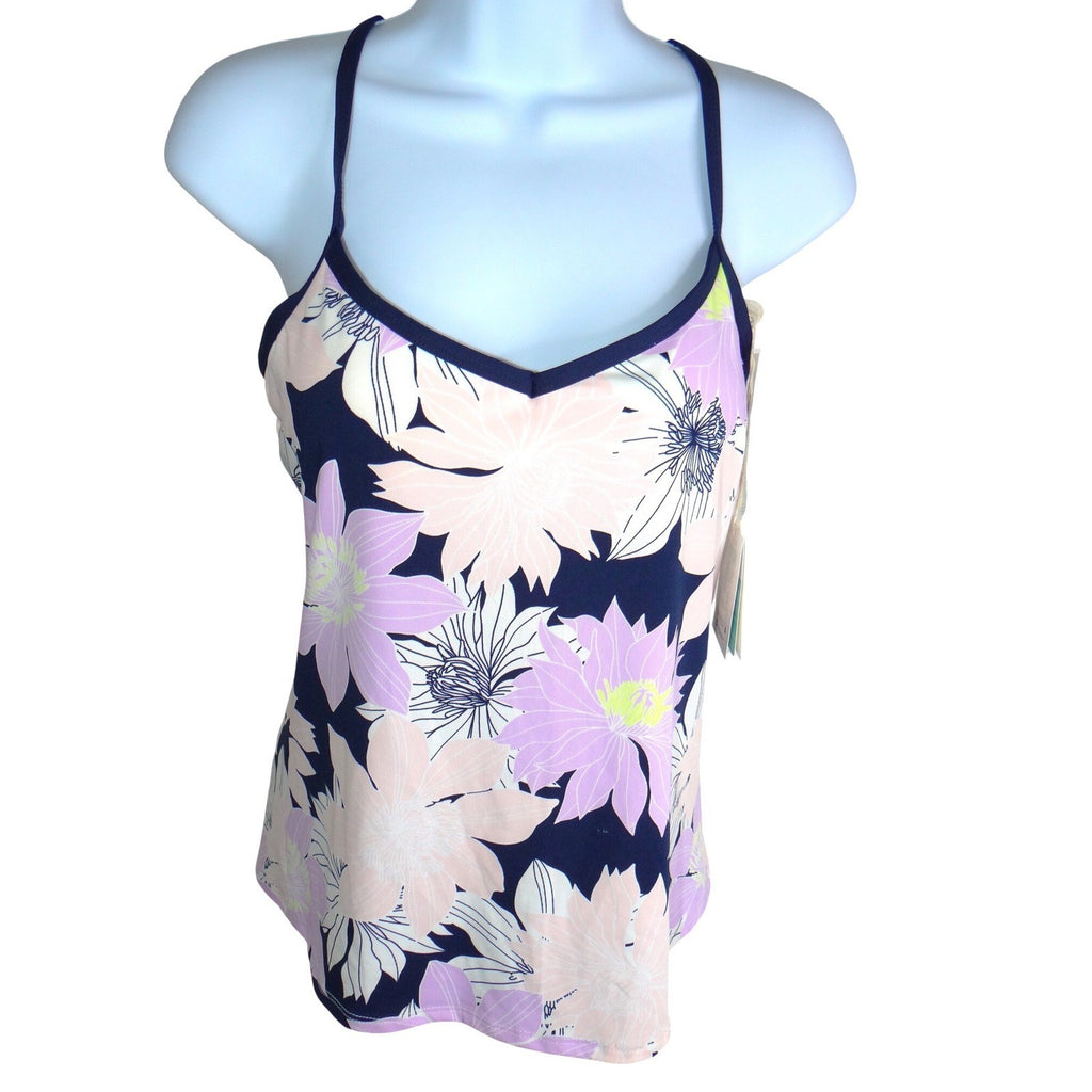 NWT-Carve Designs Stinson Tankini Top Bolinas Floral Navy Lavender Small