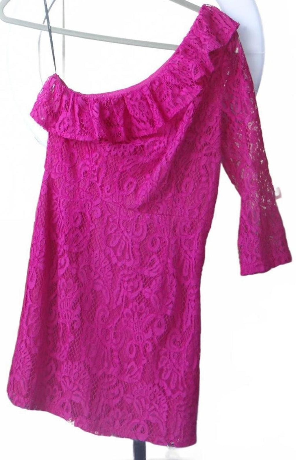 Forever 21 Off-Shoulder Lace Dress - Vibrant Pink