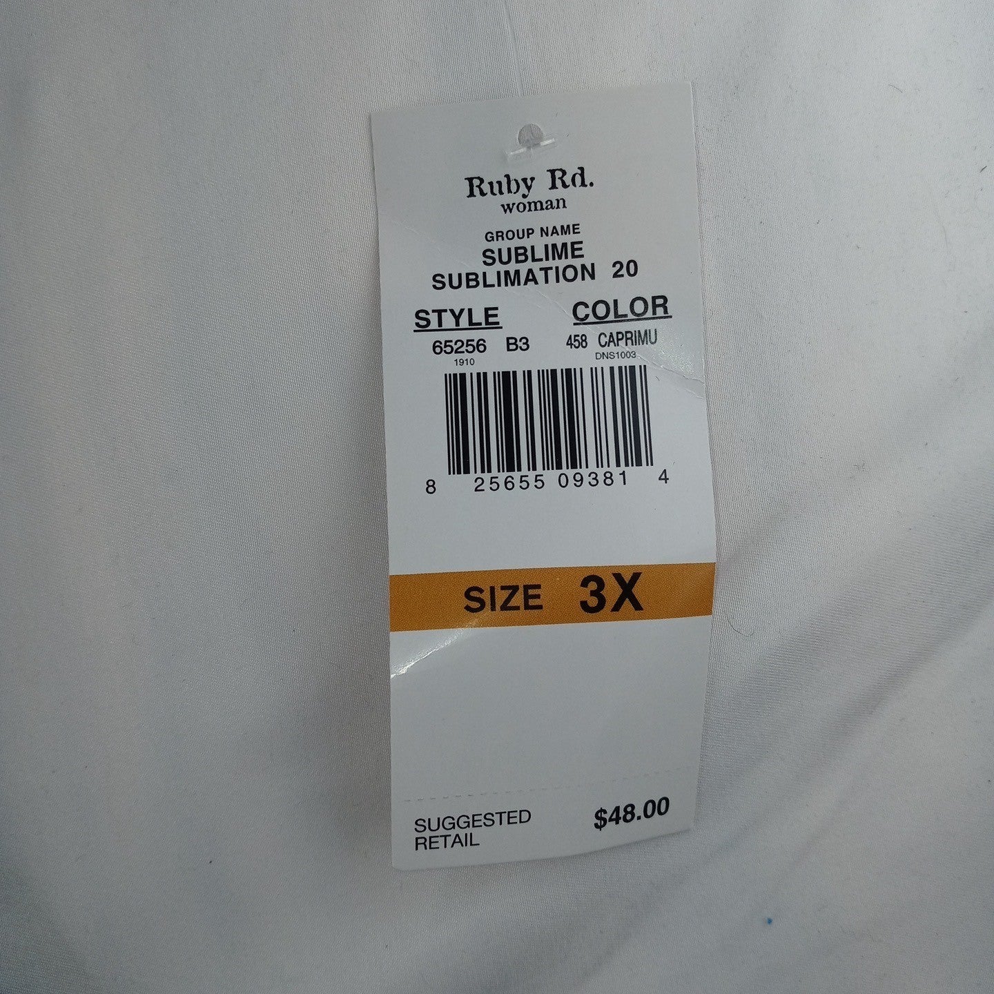 NWT-Ruby Rd. Favorites Woman 3X Blue Floral Geometric Print 3/4 Sleeve Tunic Top