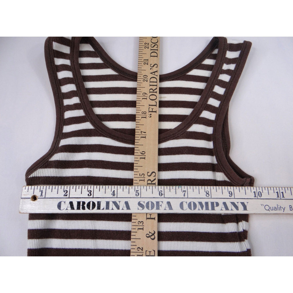 Gap Women Striped Tank Top Brown White Ribbed Racerback Casual Size XS