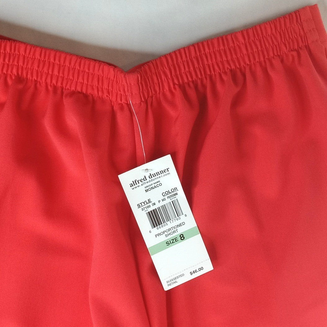 NWT Alfred Dunner Womens Coral Elastic Waist Cropped Pants Sz 8 Polyester Blend
