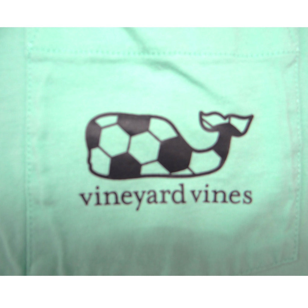 Vineyard Vines Mens L Soccer Whale Long Sleeve Pocket T-Shirt Mint Green