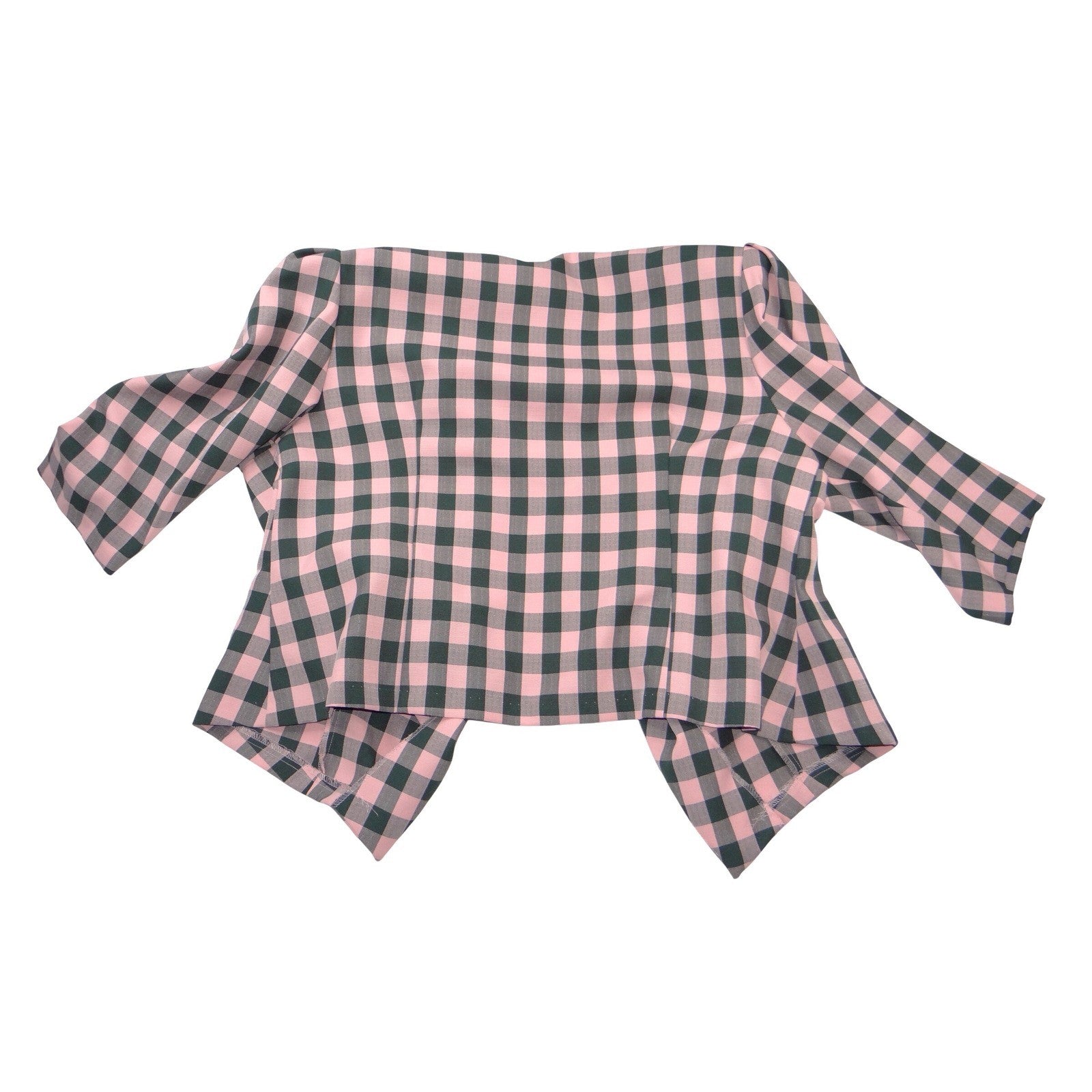 Whirlaway Frocks Vintage Pink Plaid Skirt Suit Set 22WP Puff Sleeve Made in USA