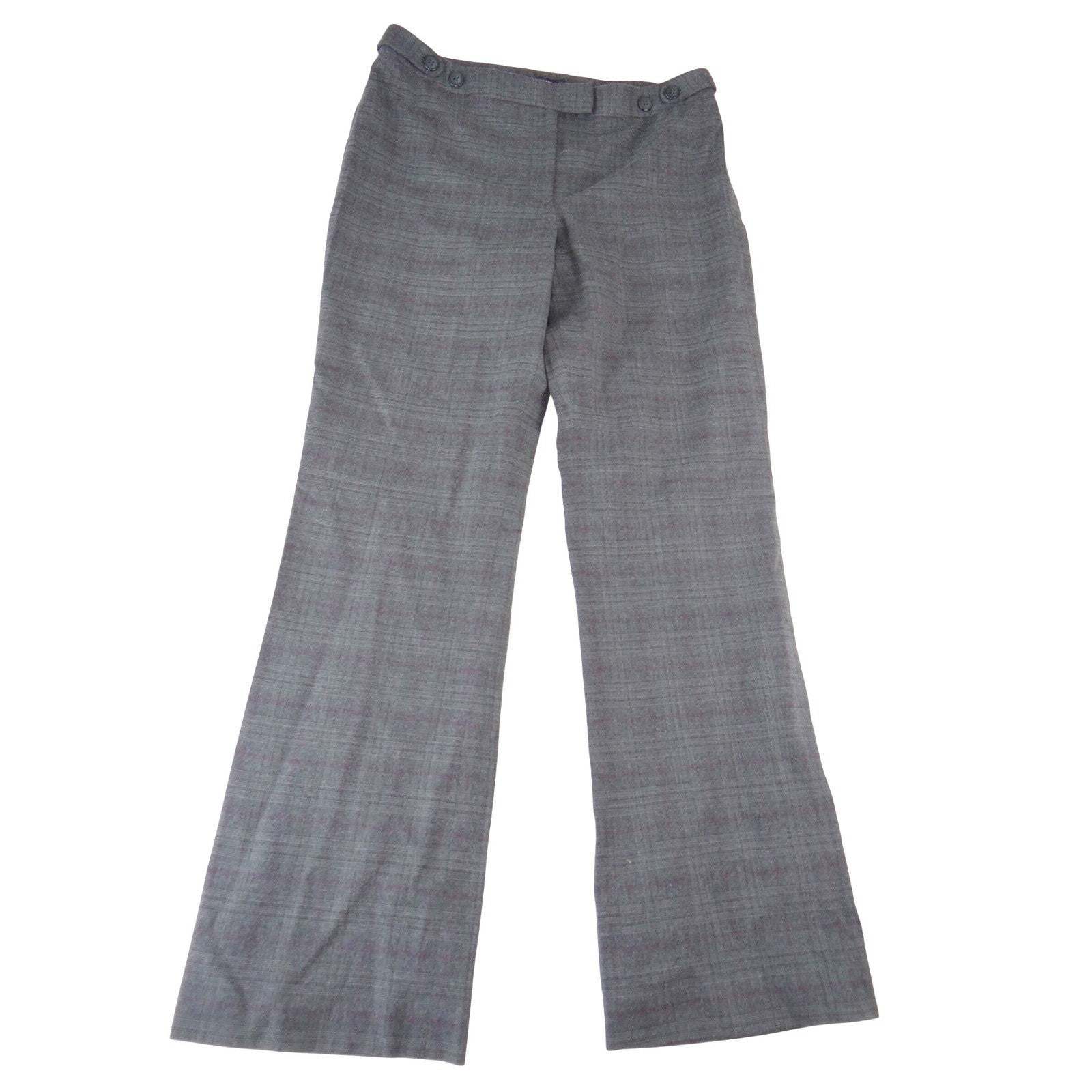 Alfani Womens Gray Purple Glen Plaid Wide Leg Wool Blend Dress Pants Size 10