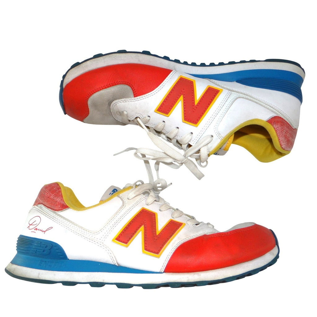 New Balance 574 Mens Sneakers Red White Blue Yellow Low Top Shoes 12