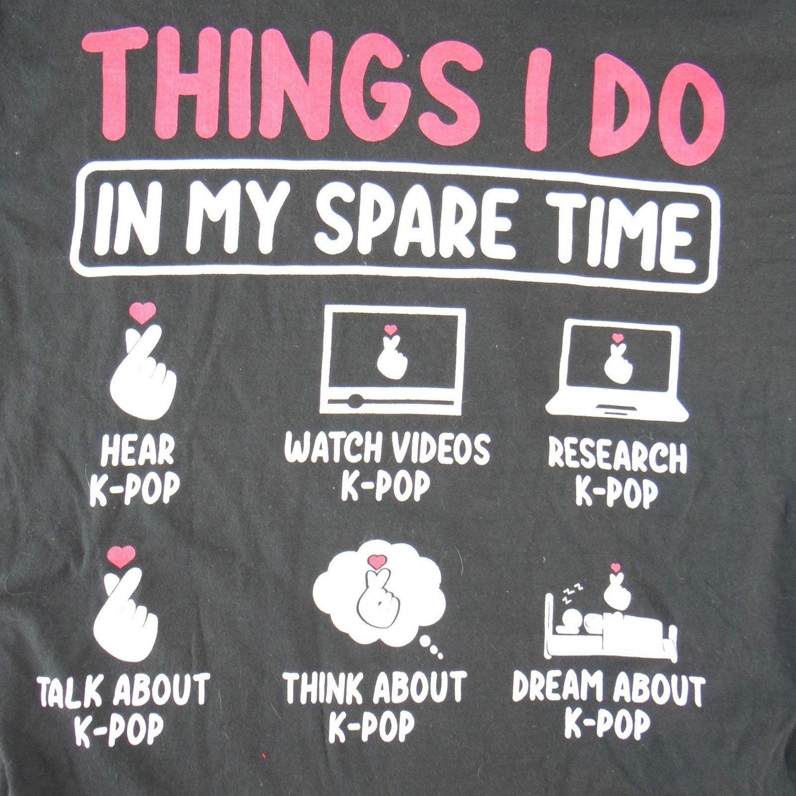 Port & Company K-Pop Things I Do In My Spare Time Graphic T-Shirt Black Large