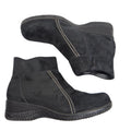 Basic Editions Women Black Suede Side Zip Ankle Boots Wide Width Size 8