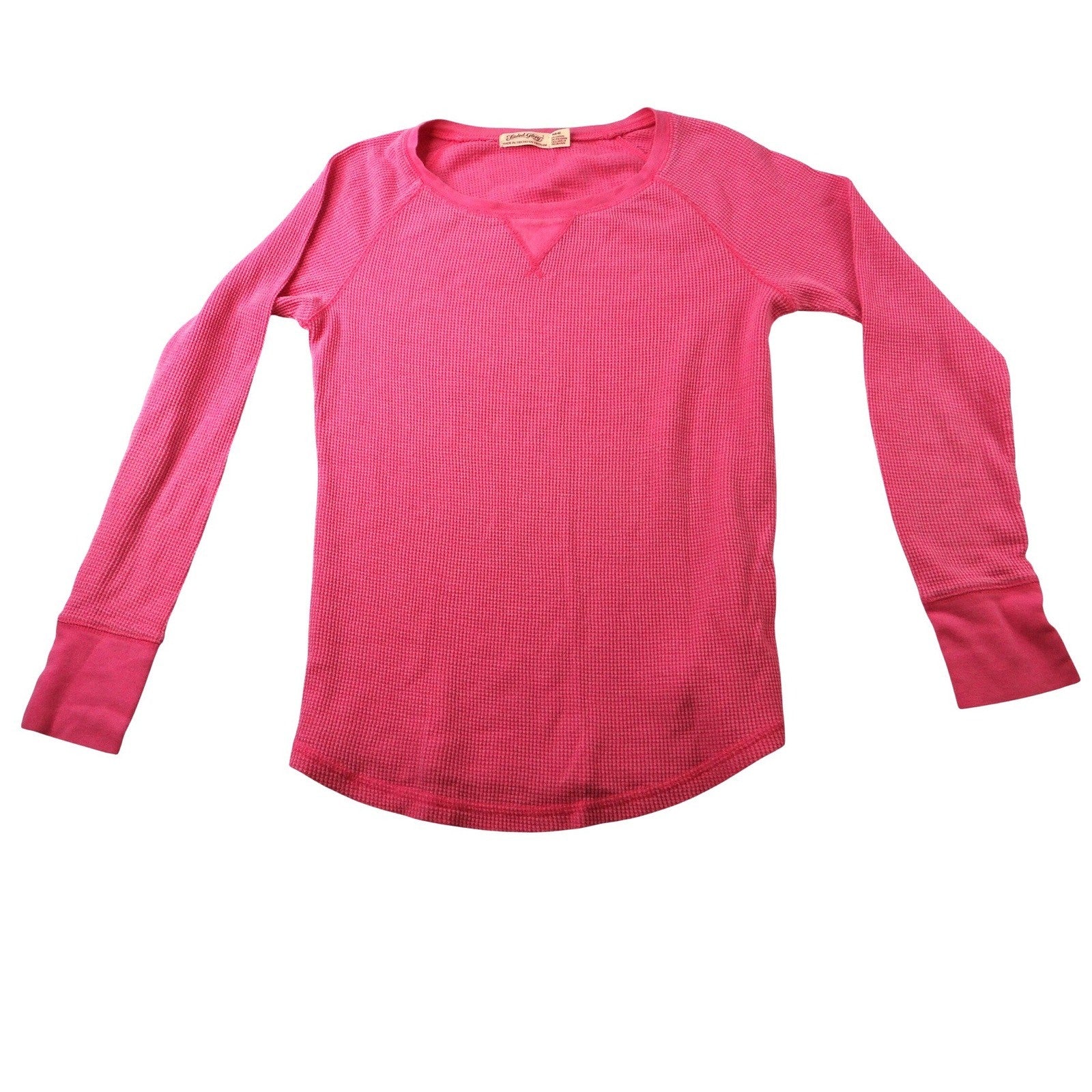Faded Glory Pink Waffle Knit Long Sleeve Thermal Shirt Top Girls Size S 4-6