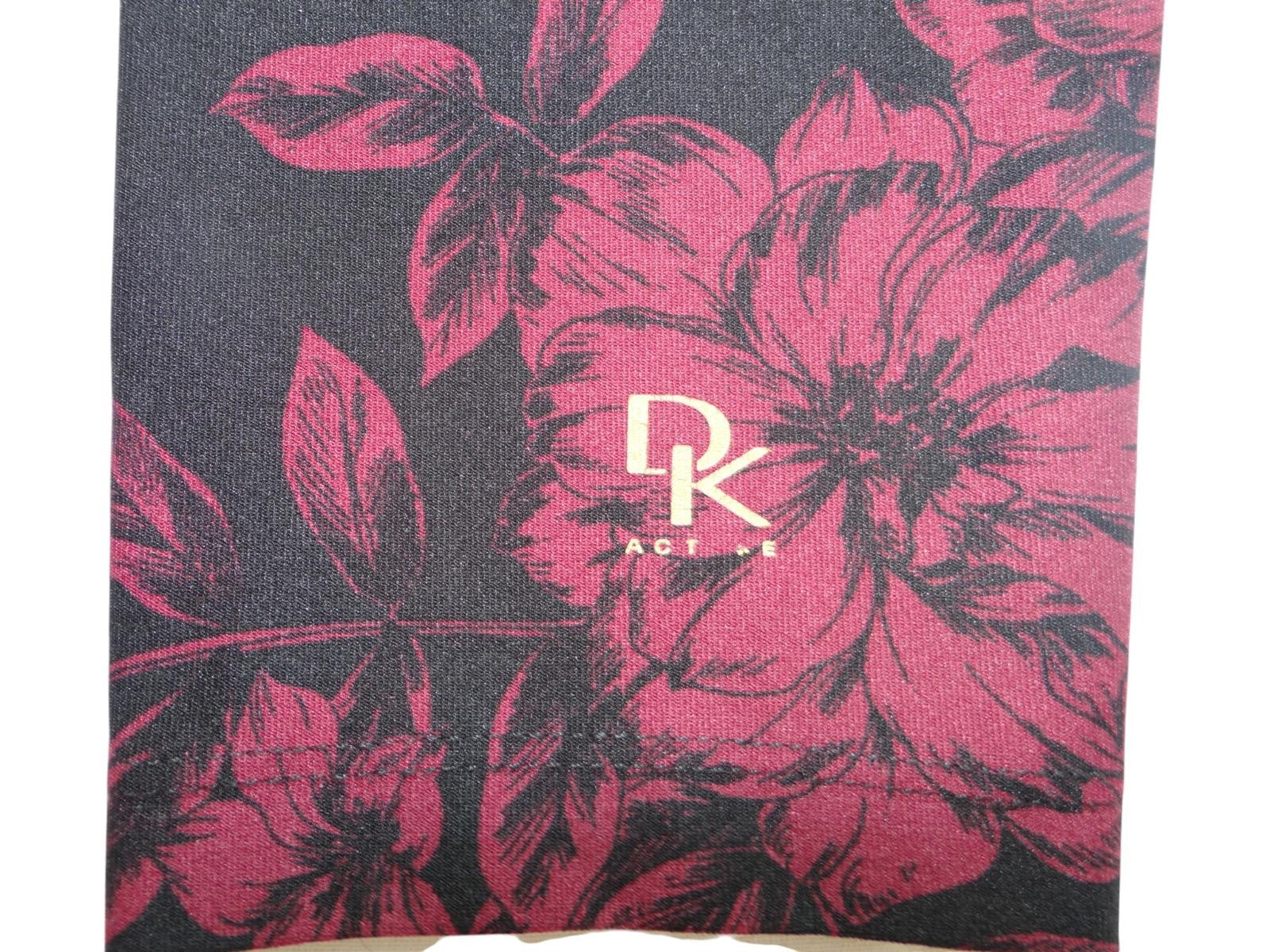 DK Active Floral Print Leggings - Black & Burgundy