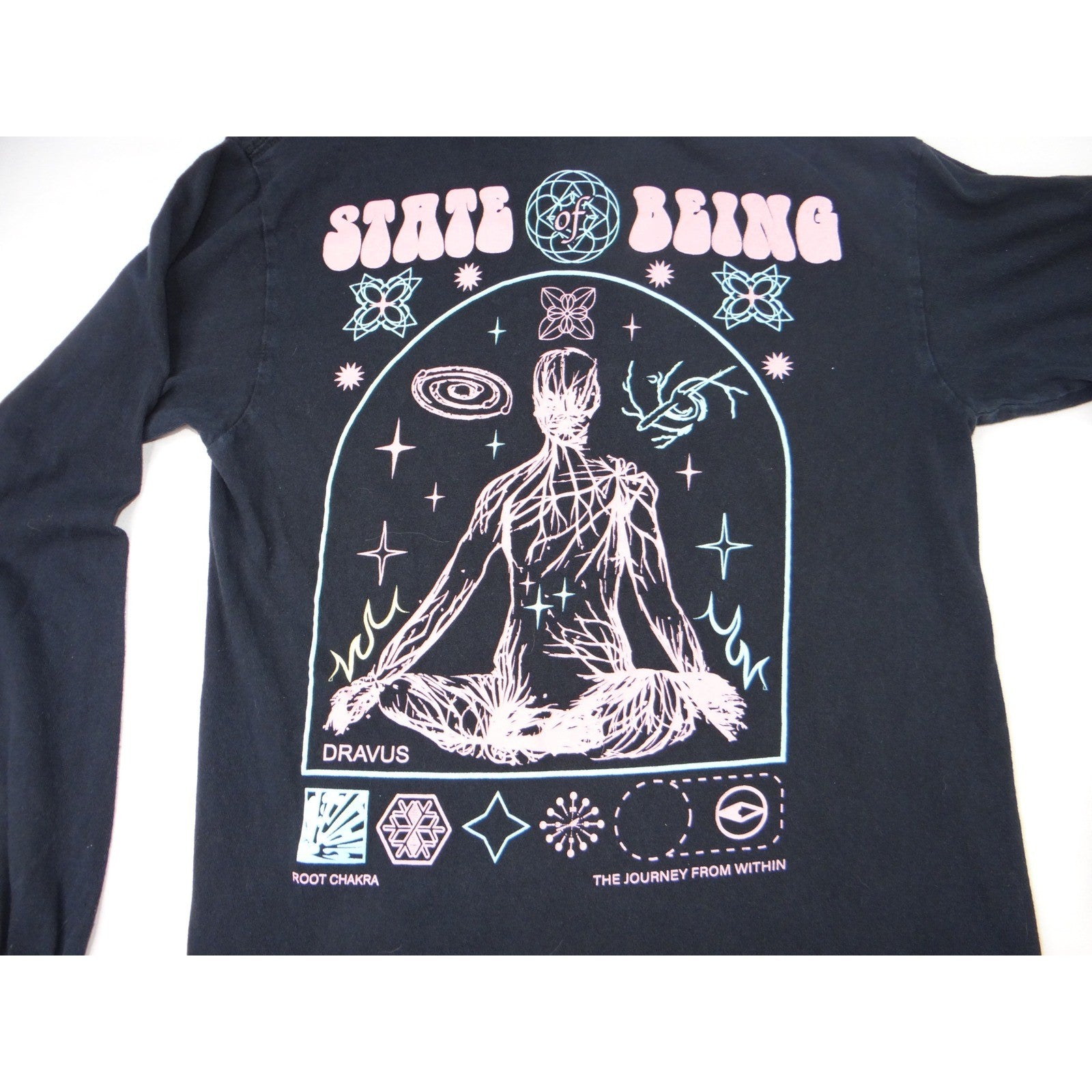 Dravus Heading Nowhere State of Being Graphic Long Sleeve T Shirt Black Small