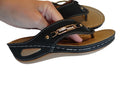 Stylish Women's Black Flip-Flop Sandals with Decorative Buckle