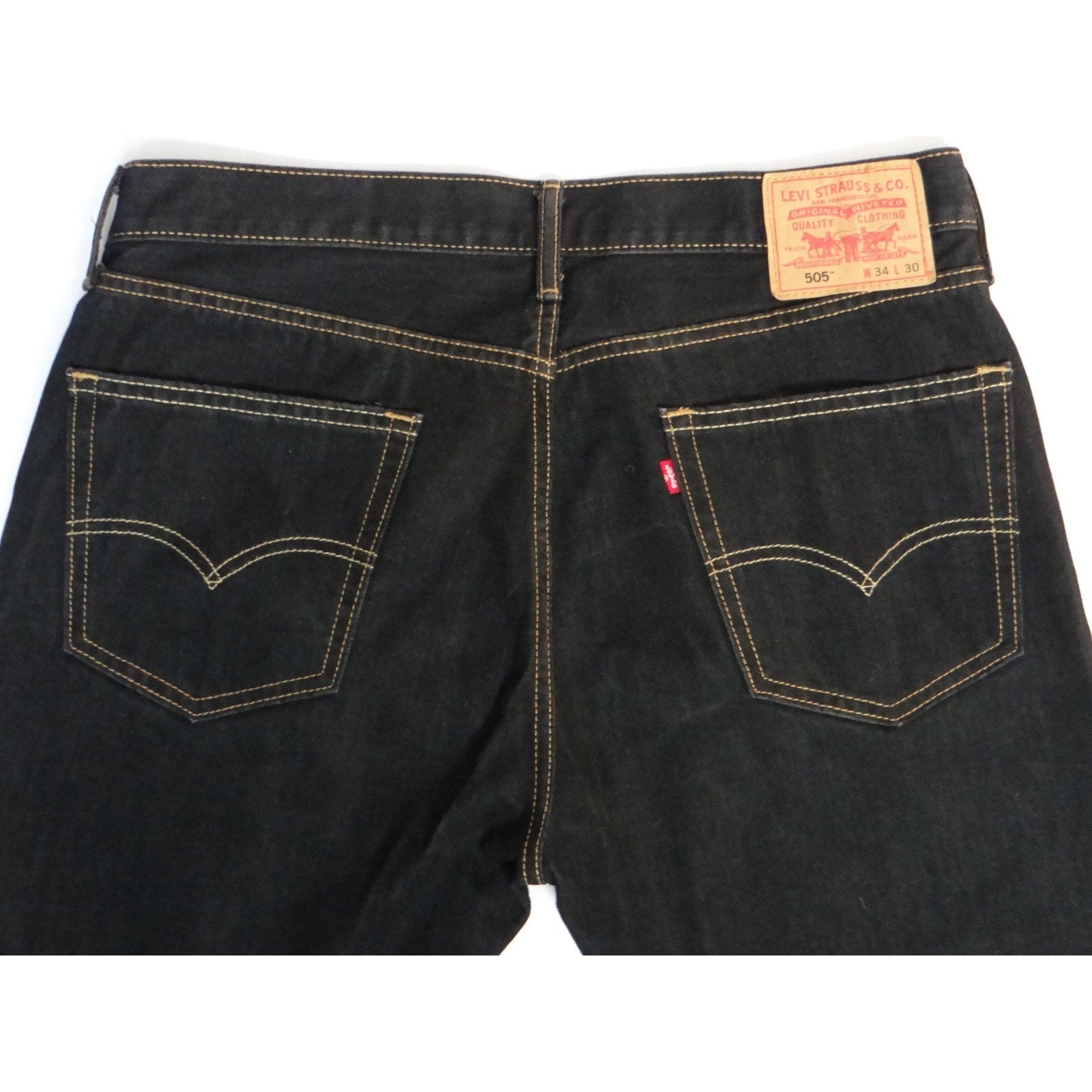 Altered Custom Levi Strauss 505 Mens Black Straight Fit Jeans Size 34x24