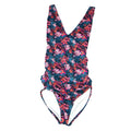 Venus Womens Floral V-Neck One Piece Swimsuit Multicolor Ruched Size 16