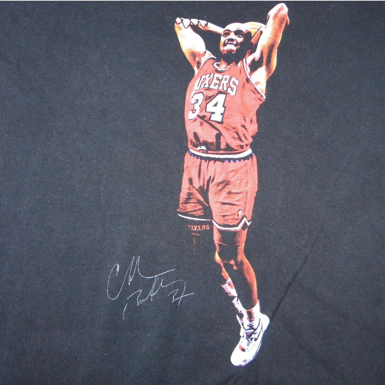 VTG Gildan Charles Barkley Philadelphia 76ers Graphic T-Shirt XL Black NBA Tee