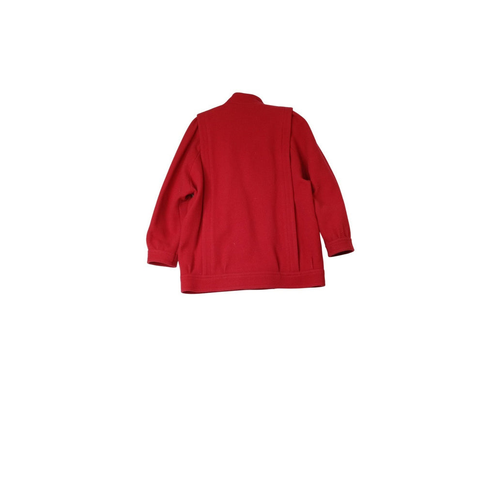 International Scene Red Wool Blend Jacket Button Front Pockets Made in Austria