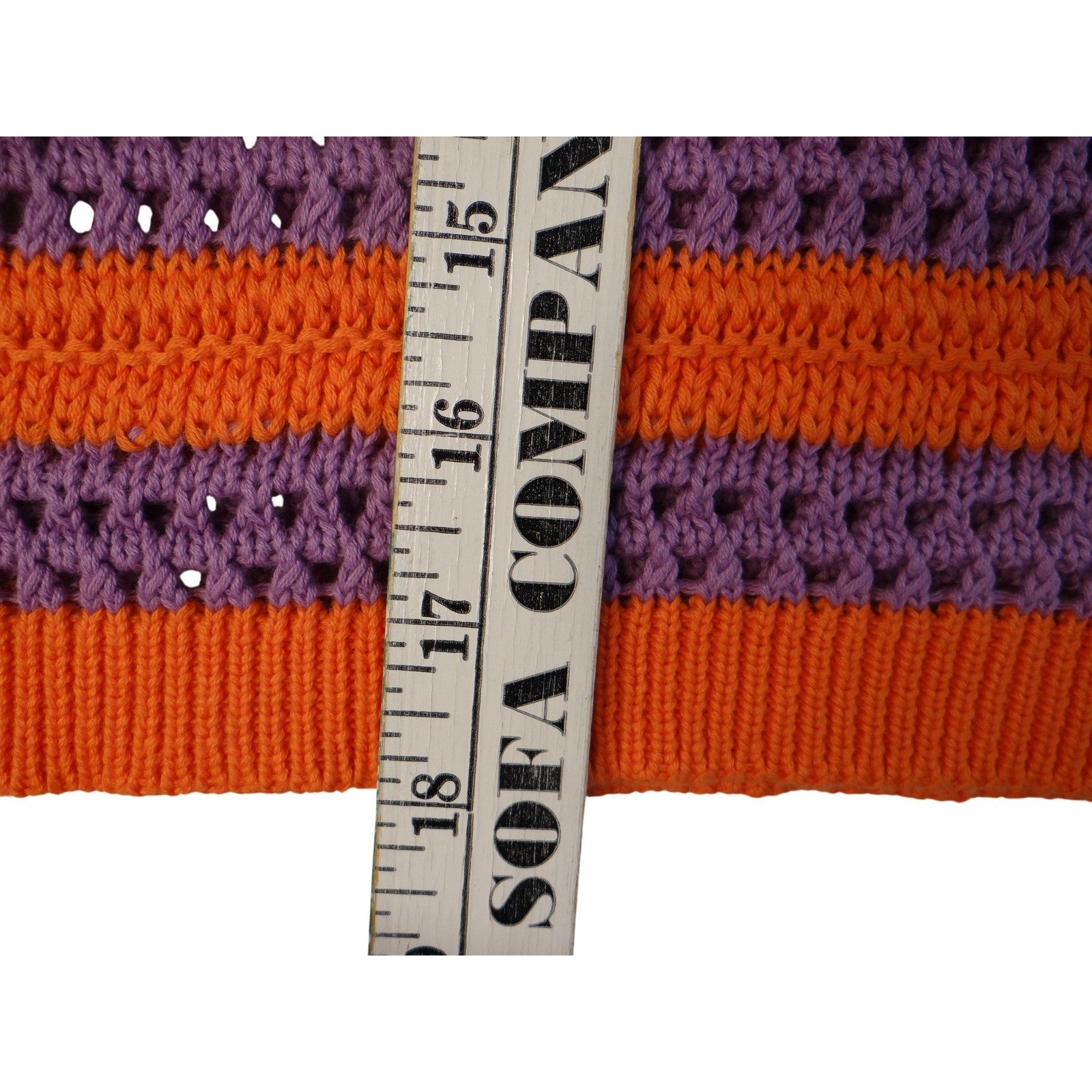 Daphnea Paris Striped Crochet Knit Top Orange Purple Short Sleeve Women S