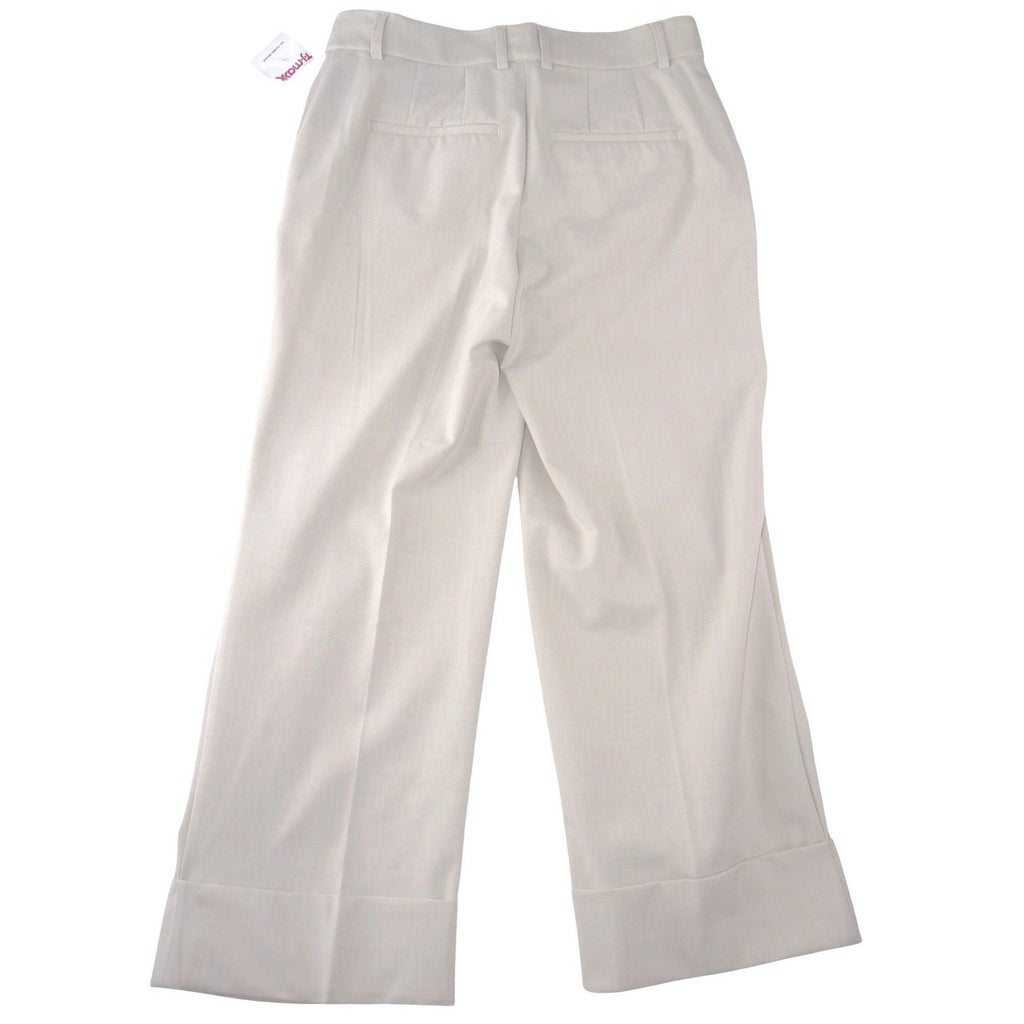 Rachel Zoe Womens Wide Leg Cuffed Trousers Beige High Rise Pants Size 2