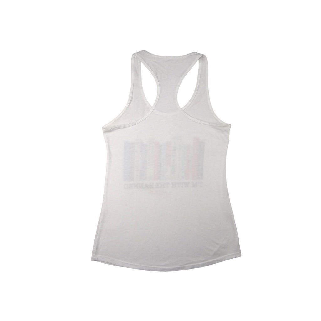 Womens White Tank Top I Am With The Banned Books Graphic Racerback