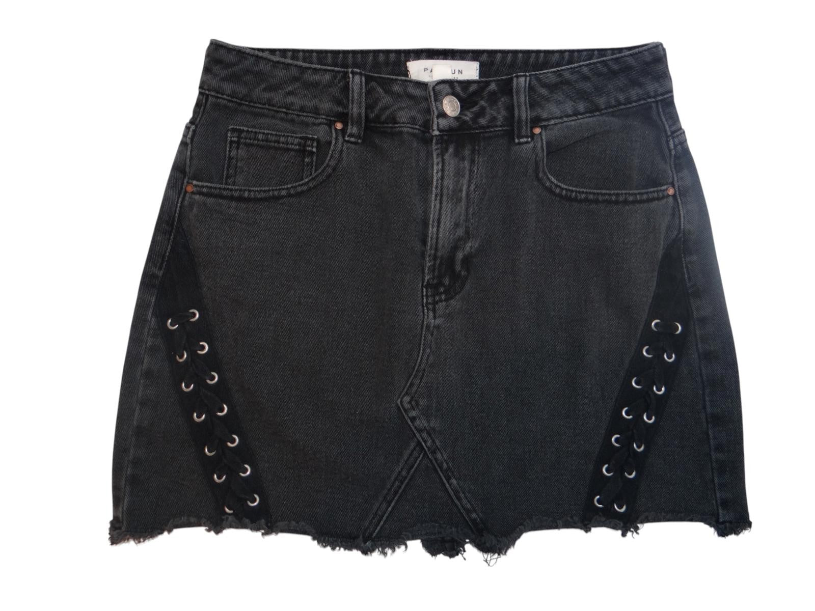 Pacsun Vintage Black Denim Skirt with Grommet Detail - Size 26