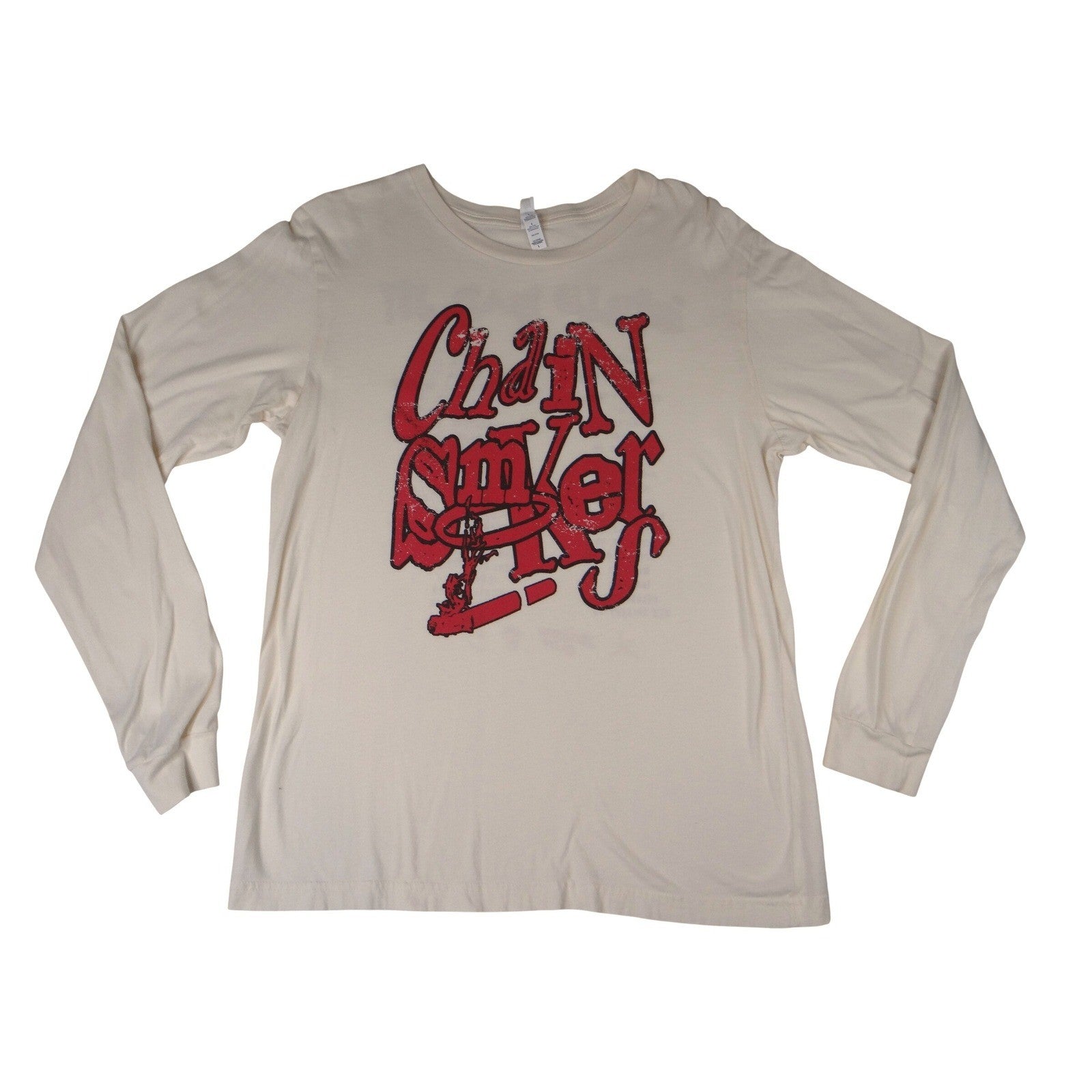 The Chainsmokers World War Joy Long Sleeve Tour Graphic T Shirt Cream Men Large